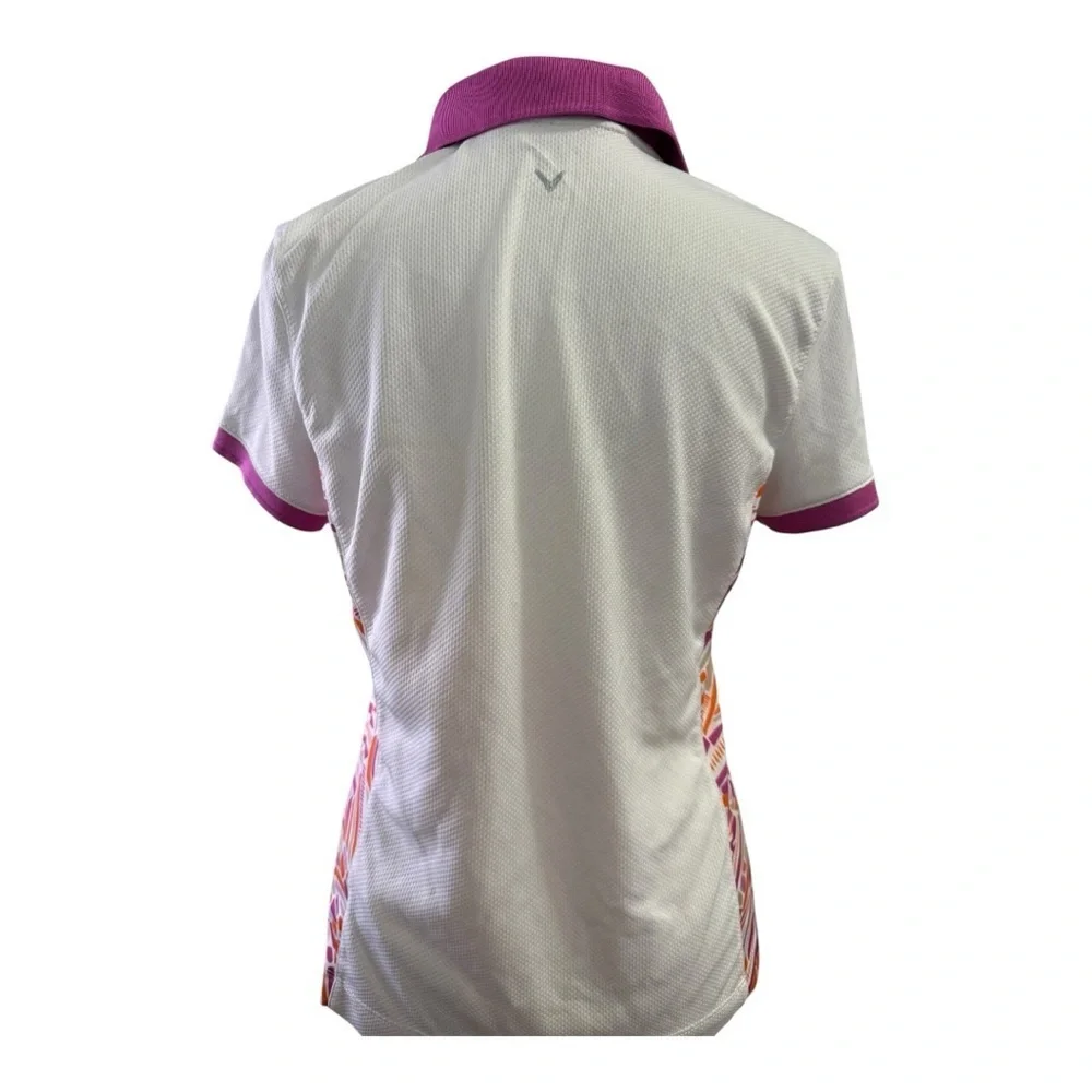 Women's Callaway White/Pink Golf Polo Small - Picture 3 of 6